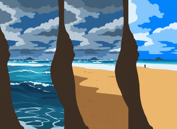 Affiche encadrée 40x30 cm Plage du Sillon – Saint-Malo en 3 Humeurs