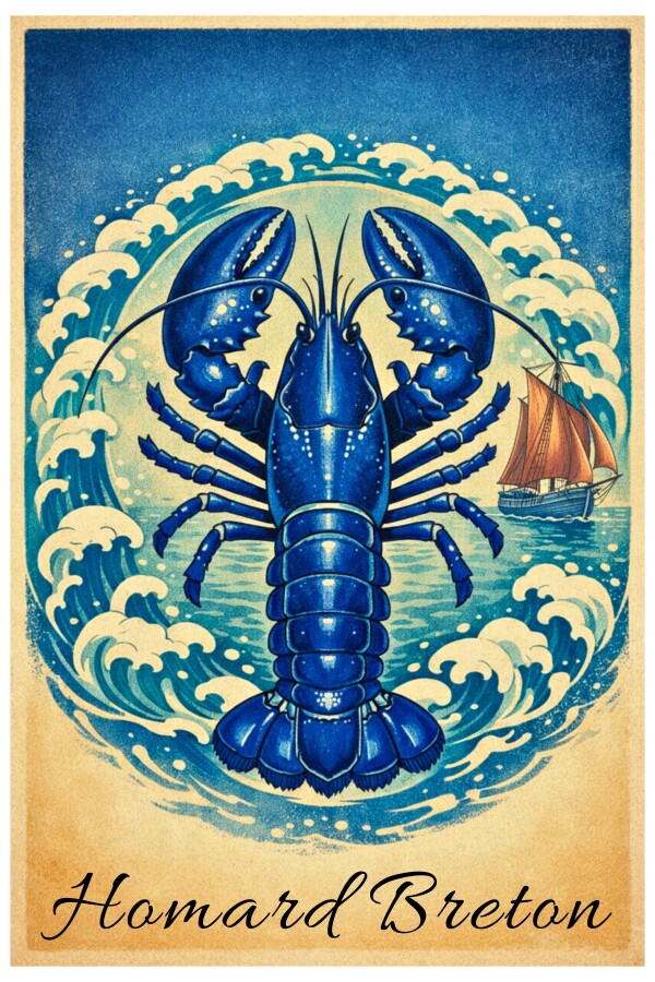 Homard Breton Poster Vintage