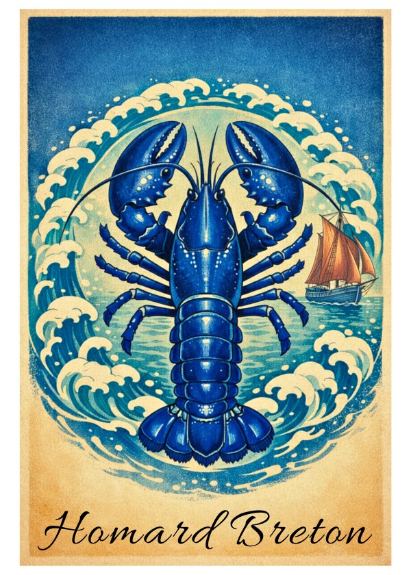 Homard Breton Poster Vintage
