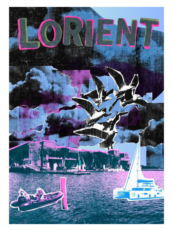 Affiche « Lorient » – Base sous-marine | Style Risographie