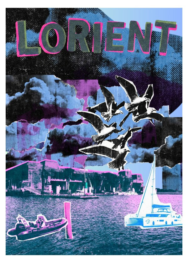 Affiche « Lorient » – Base sous-marine | Style Risographie