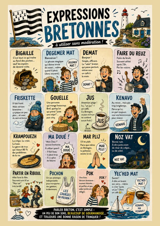 Affiche – Expressions Bretonnes (édition illustrée)