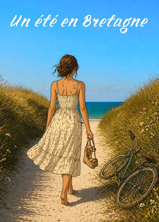 Poster Breton – Un Été en Bretagne | Illustration Originale 50×70 cm