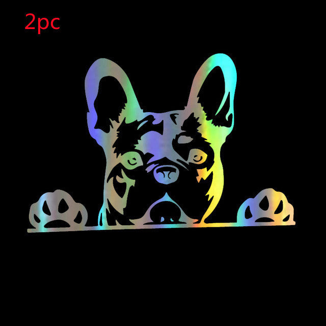 2 Autocollants Réfléchissants Tête de Chien – Stickers Voiture, Moto & Vitre Arrière Anti-Rayures