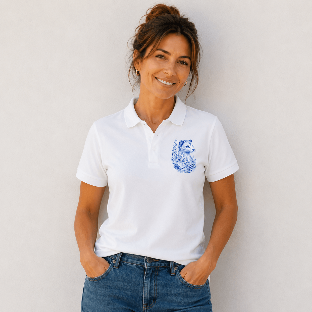 Polo Unisexe Bio Hermine Bleue de Bretagne