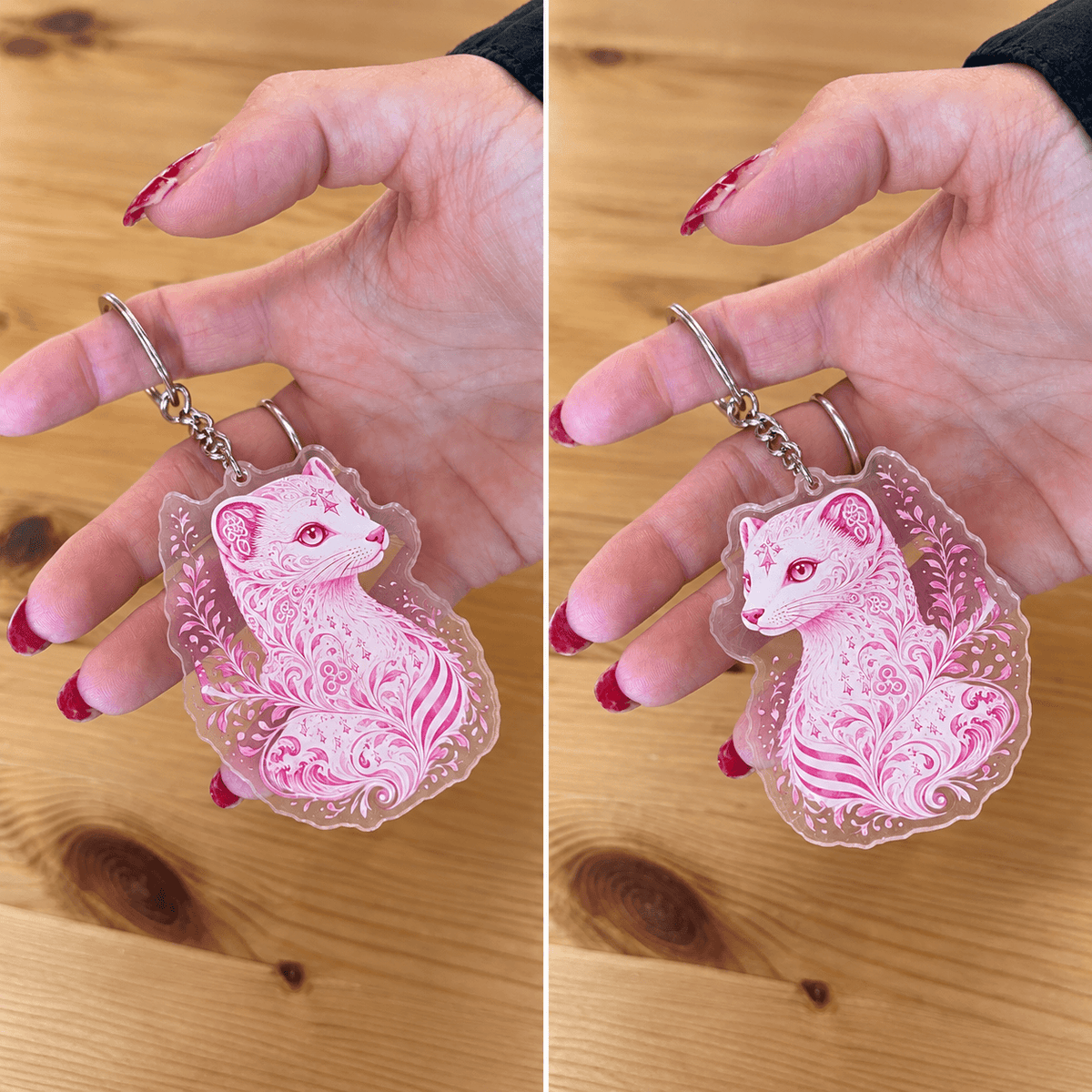 Porte-clé Hermine Stylisée Rose – 7 cm