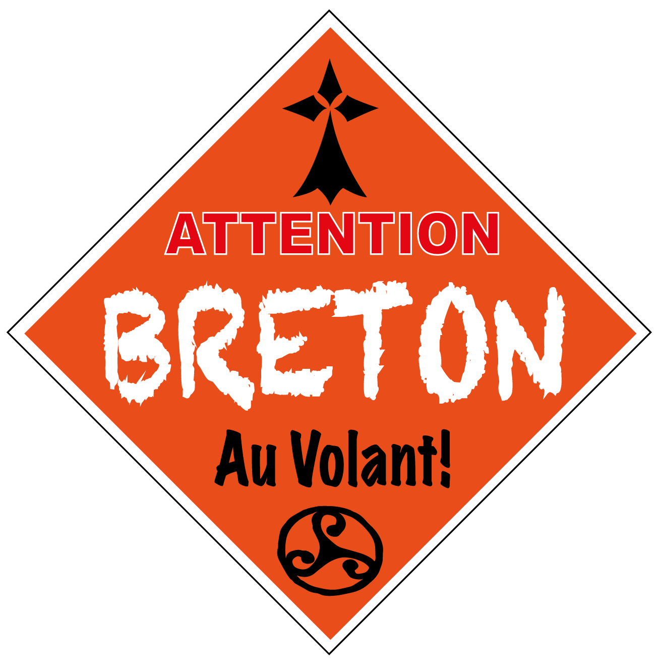 Autocollant Attention Breton Au Volant 15 x 15 cm - Autocollant BZH