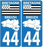 Autocollant Bretagne Plaques Voiture avec Départements - Autocollant BZH