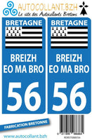 Autocollant Bretagne Plaques Voiture Breizh Ma Bro - Drapeau Breton - Autocollant BZH