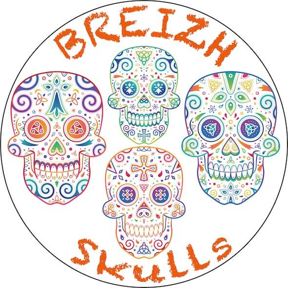 Autocollant Breton Breizh Skulls Rond - Autocollant BZH