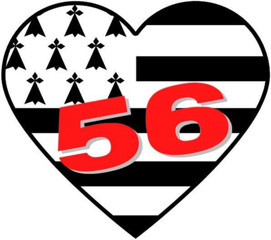 Autocollant Breton Cœur Drapeau et Départements Bretons - Autocollant BZH