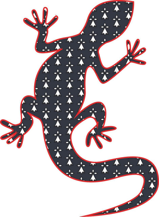 Autocollant Breton Gecko Noir Hermines Blanches - Autocollant BZH