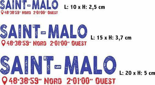 Autocollant Breton Saint Malo Latitude & Longitude - Autocollant BZH