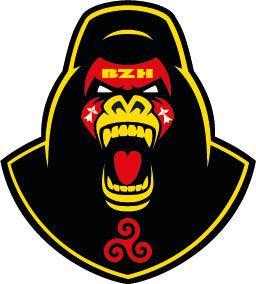 Autocollant Breton Tête de Gorille en Colère Rouge et Jaune - Autocollant BZH