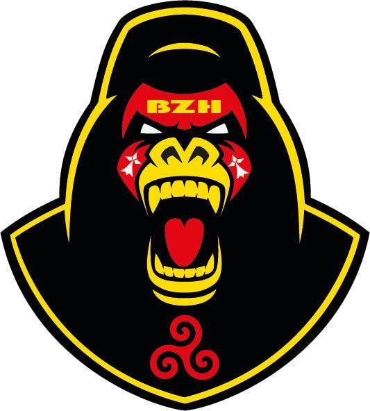Autocollant Breton Tête de Gorille en Colère Rouge et Jaune - Autocollant BZH