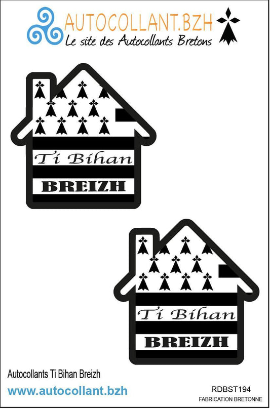 Autocollant Breton Ti Bihan Breizh 5x5 Cm - Autocollant BZH