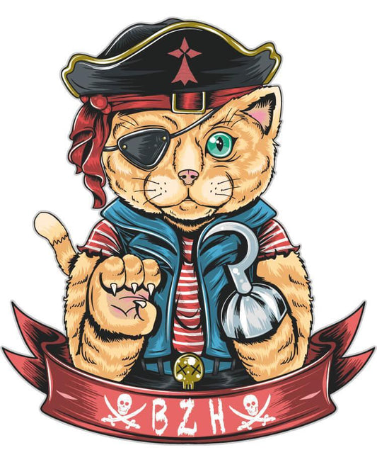 Autocollant Chat Pirate BZH - Autocollant BZH