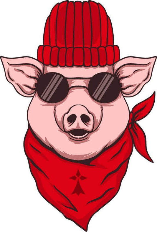 Autocollant Cochon Bonnet Rouge - Autocollant BZH