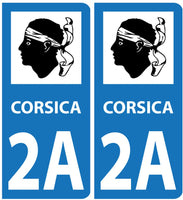 Autocollant Corsica 2A Plaques Voiture