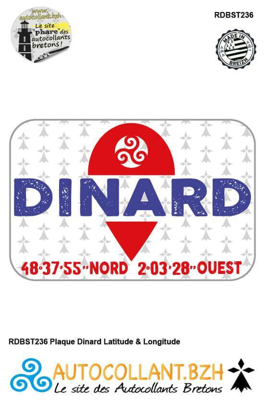 Autocollant Hermines Dinard Latitude & Longitude - Autocollant BZH