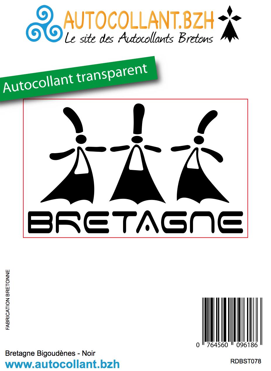 Autocollant Transparent Bretagne Bigoudènes Noir