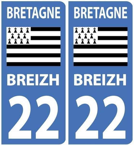 Autocollants BREIZH plaques Moto avec Département Breton - Autocollant BZH