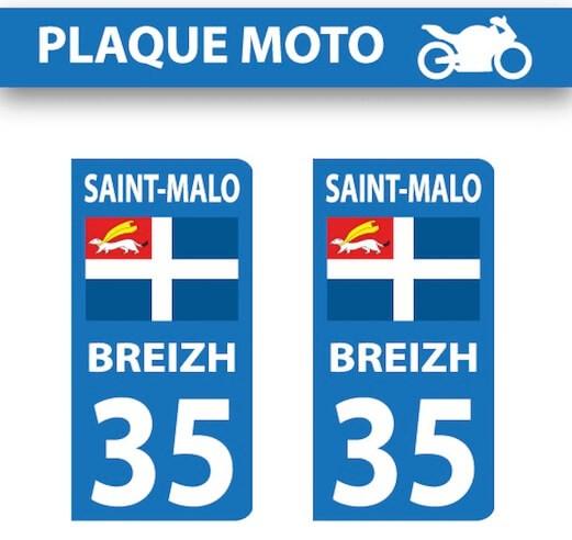 Autocollants Plaques Moto Drapeau ST Malo