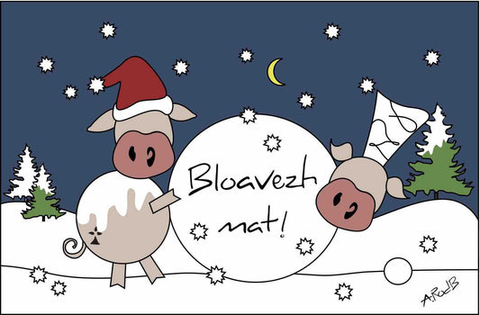 Carte Postale Bloavezh Mat  "Bonne Année"