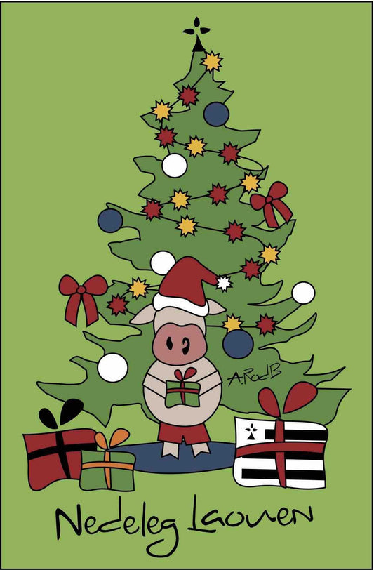 Carte Postale Noël ( 3 couleurs disponibles) - Autocollant BZH