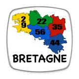Magnet carré métal Carte de Bretagne avec 5 Départements en couleurs - Bords métalliques argentés - 58 x 58 mm - Autocollant BZH