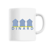 Mug brillant Dinard avec ses cabines de plage Blanc