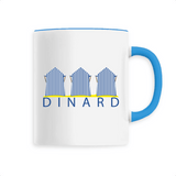 Mug brillant Dinard avec ses cabines de plage Bleu