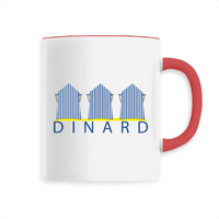 Mug brillant Dinard avec ses cabines de plage Rouge