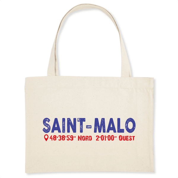 Shopping bag SAINT MALO Latitude & Longitude en coton Bio.