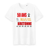 T-Shirt Breton Anniversaire de Mariage 5O ANS Rouge & Noir. 50 ans que je suis marié avec une Bretonne Blanc