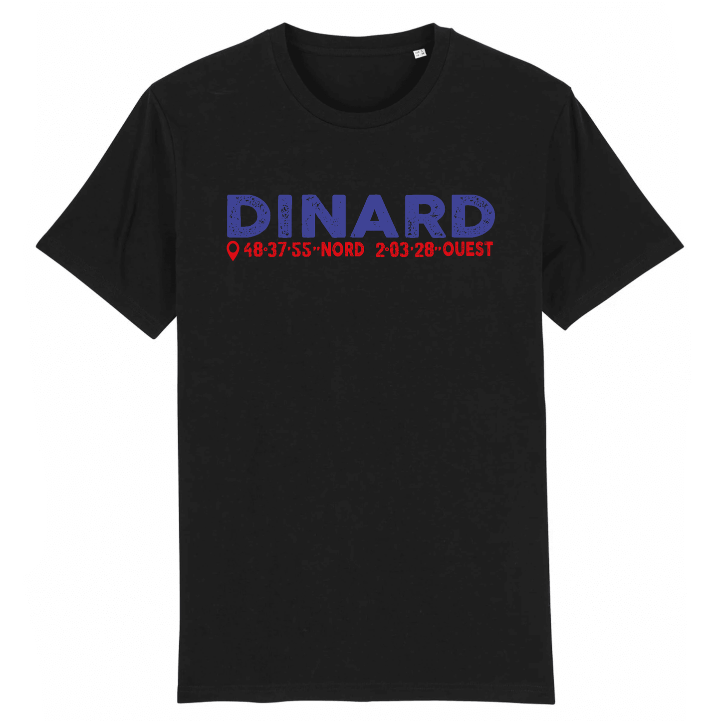 Tee-shirt Bio Dinard Latitude et Longitude Noir
