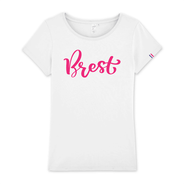 Tee-shirt Bio Femme Brest Coeur - Autocollant BZH