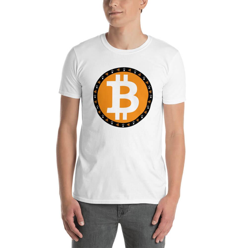 Tee-shirt Homme manches courtes avec visuel Bitcoin avec des symboles Bretons