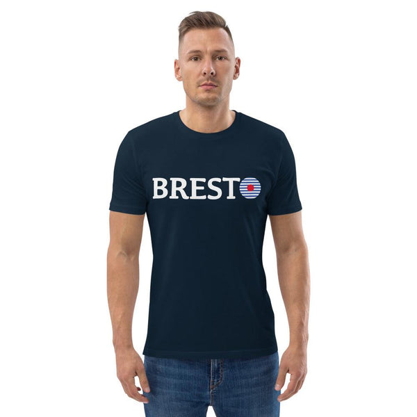 Tee-shirt Breton Bio BREST Blanc - Autocollant BZH