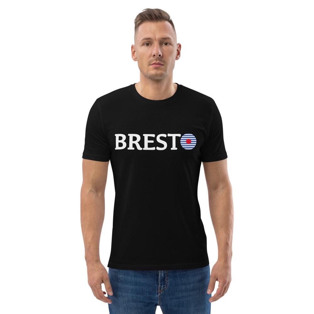 Tee-shirt Breton Bio BREST Blanc - Autocollant BZH