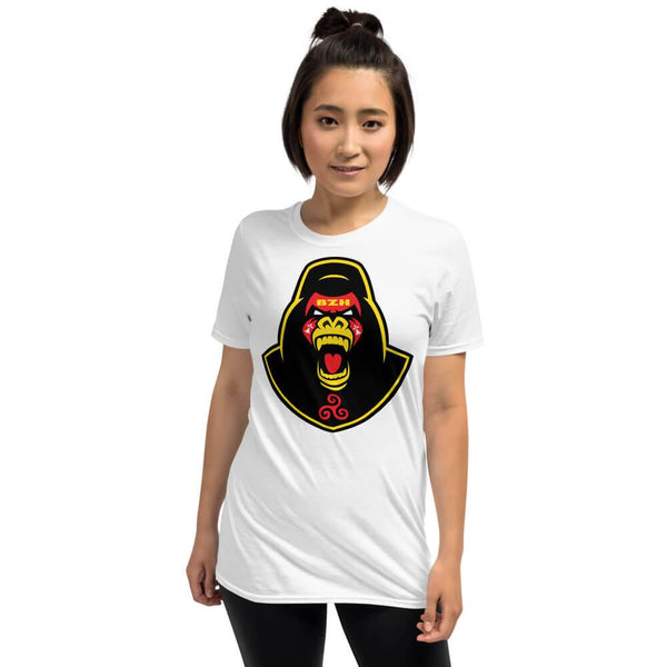 Tee-shirt Breton Tête de Gorille en Colère Rouge & Jaune modèle Femme