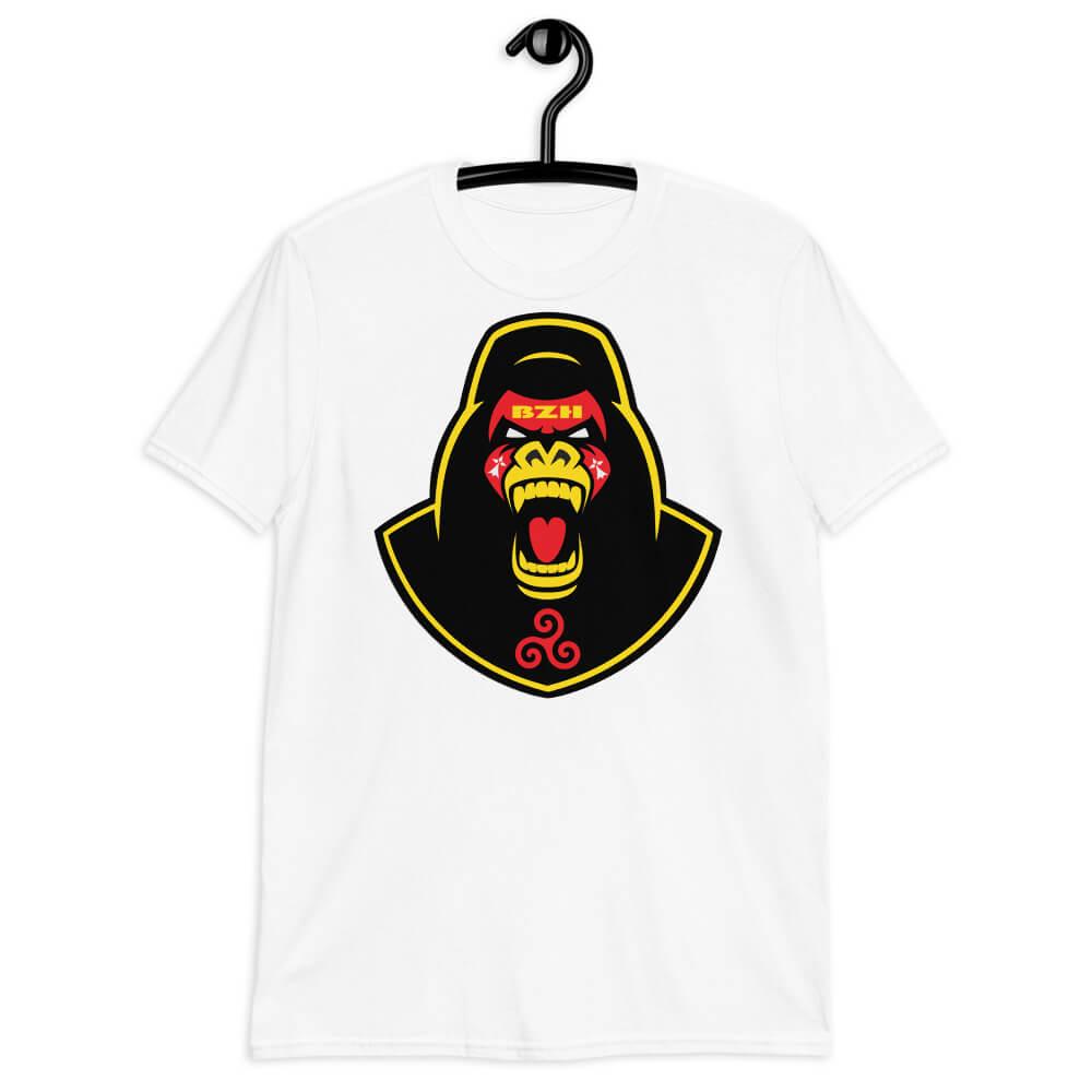 Tee-shirt Breton Tête de Gorille en Colère Rouge & Jaune modèle unisexe