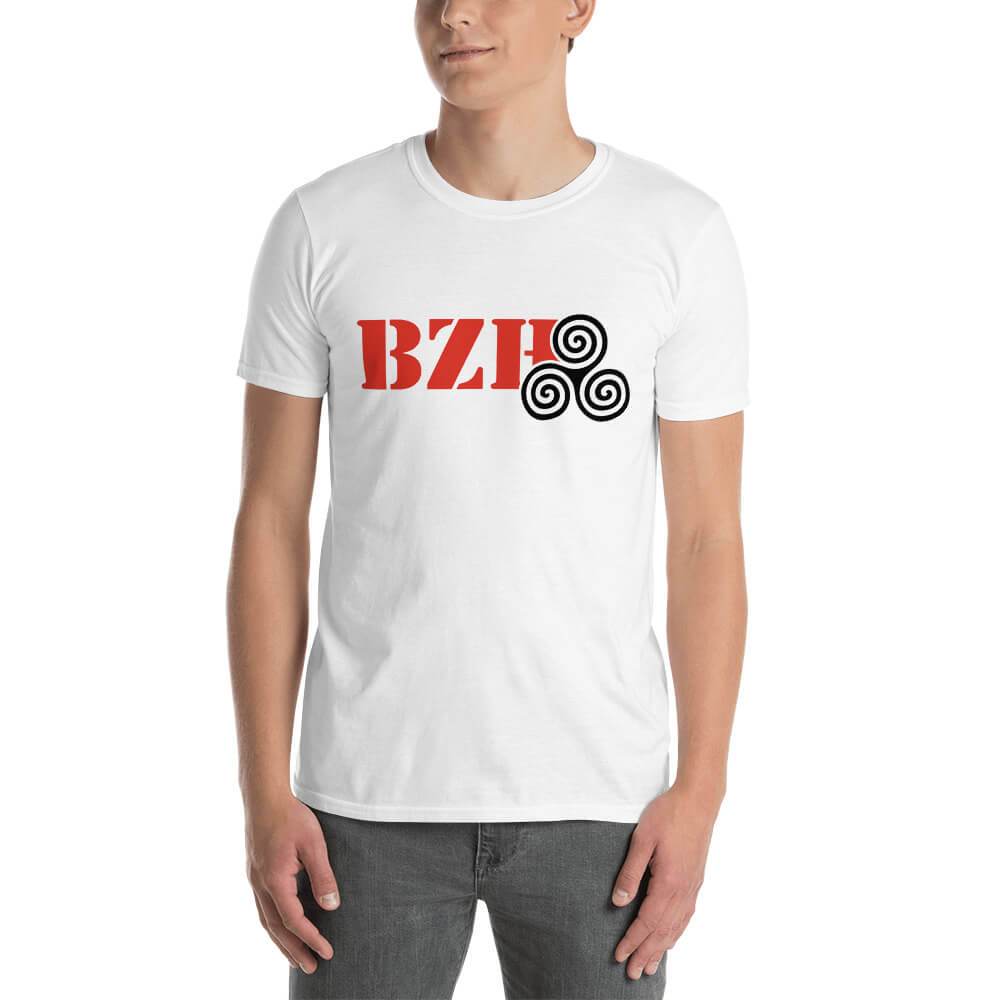 Tee-Shirt Breton BZH Rouge Triskell Noir