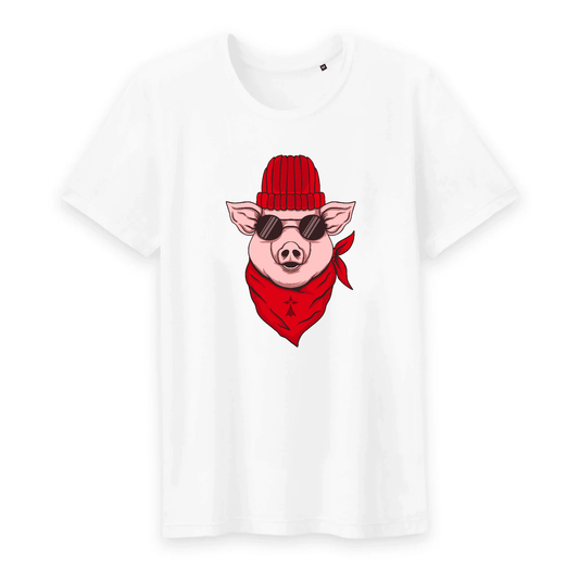 Tee-shirt Cochon Bonnet Rouge 100 % Coton Bio - Autocollant BZH
