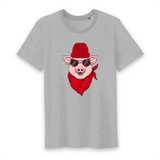 Tee-shirt Gris Cochon Bonnet Rouge 100 % Coton Bio