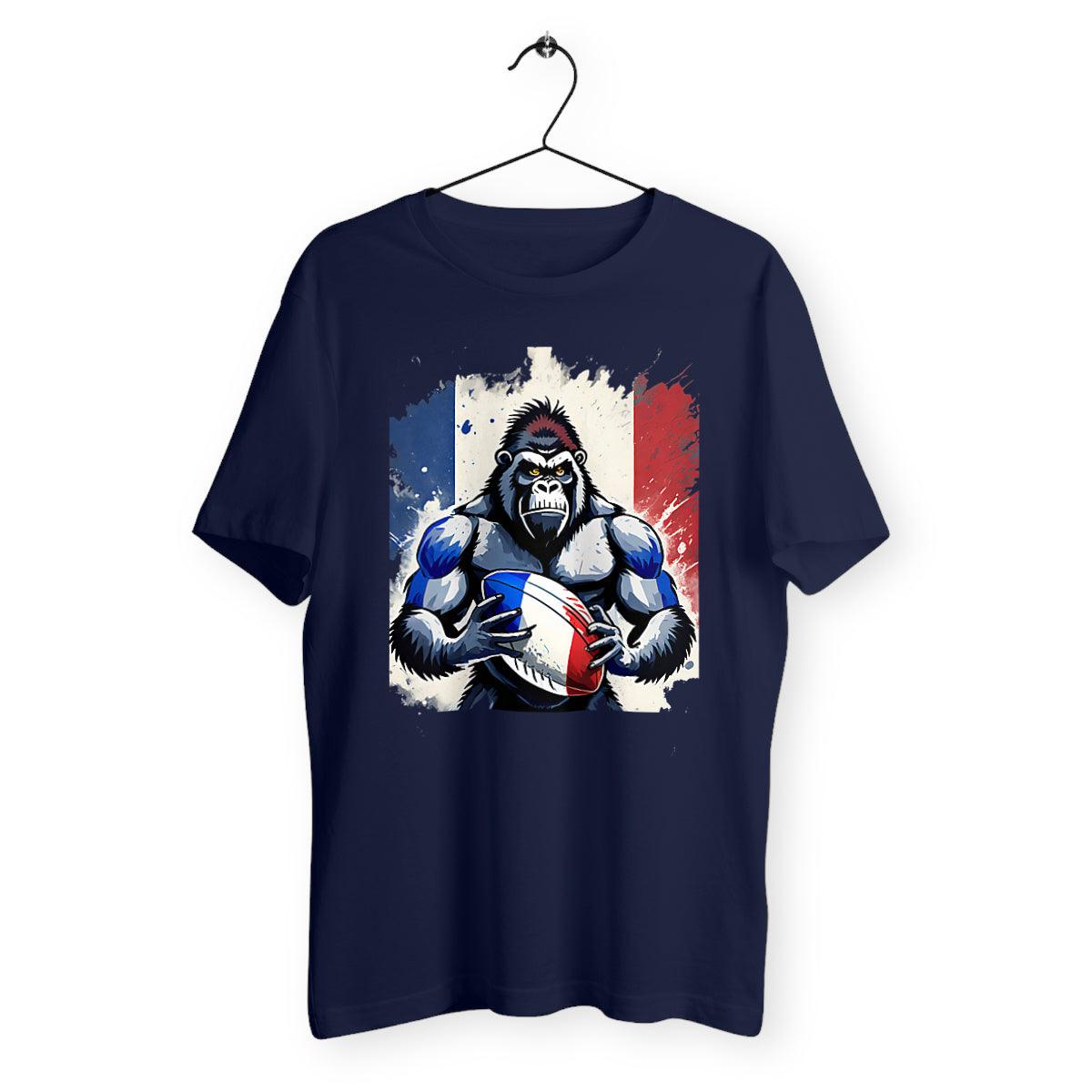 Tee-shirt Gorille Rugby Drapeau Français - 100% coton biologique